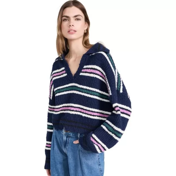 Free People Womens Kennedy PulloverMidnight Sail Combo