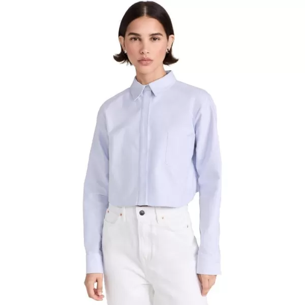 Good American Womens Oxford Crop Uniform ShirtGood Blue002