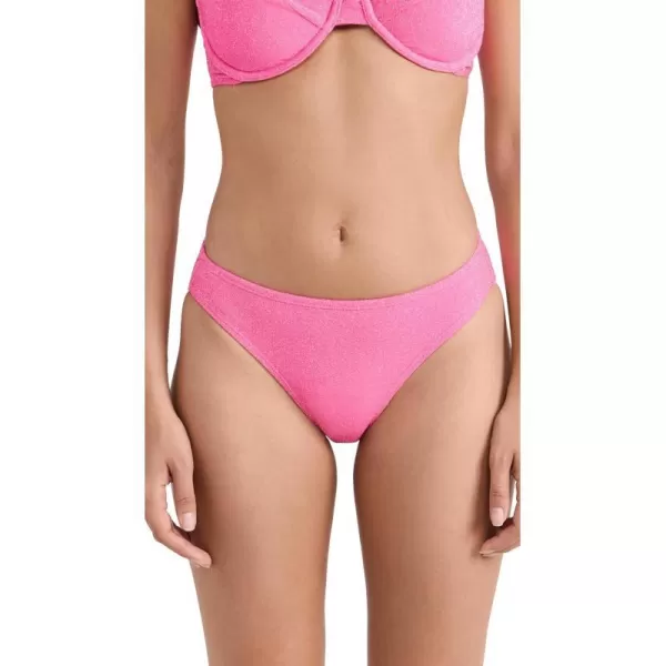 Good American Womens Sparkle Low Rise Bikini BottomsKnockout Pink001