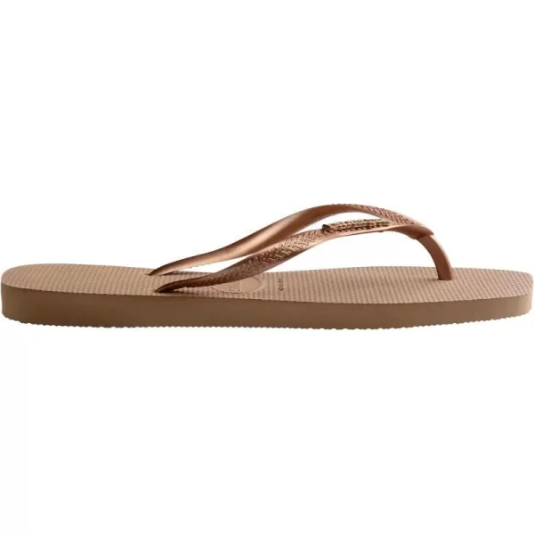 Havaianas Womens Slim Square Logo Metallic FlipFlopRose GoldRose Gold