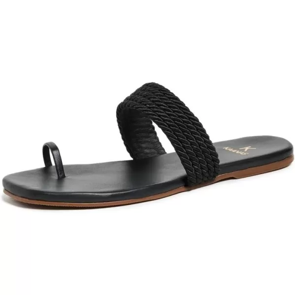 KAANAS Womens Banderas Toe Ring SandalsBlack