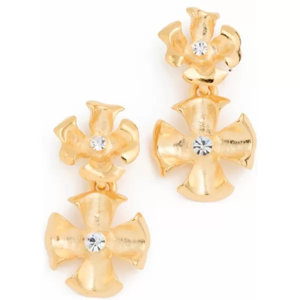 Kenneth Jay Lane Womens Gold Flower Drop Pierced EarringsGold