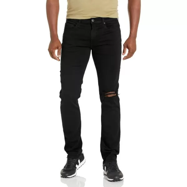 PAIGE Mens Federal Transcend Slim Straight JeansBlack Shadow Destructed