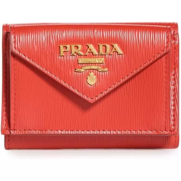 Prada Womens PreLoved Prada Red Vitelo Move Compact Wallet Red One SizeRed