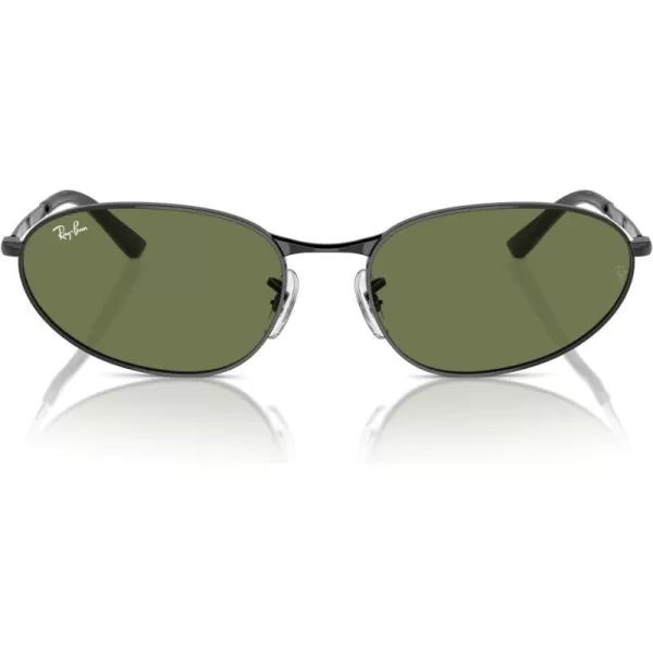 RayBan Rb3734 Oval SunglassesBlackDark Green