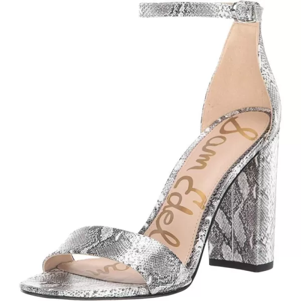 Sam Edelman Womens Yaro Block Heel SandalSilver Snake Print Leather