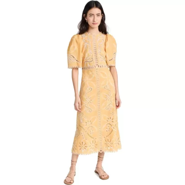 Sea Womens LIAT Embroidery Short Sleeve DressYellow