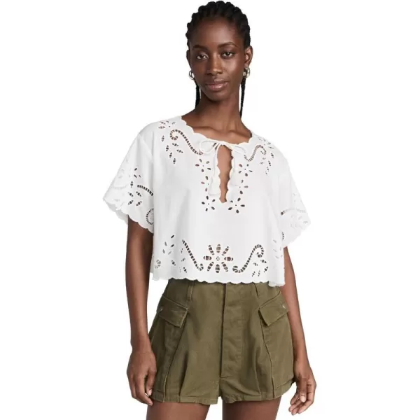 Sea Womens LIAT Embroidery Short Sleeve TopWhite