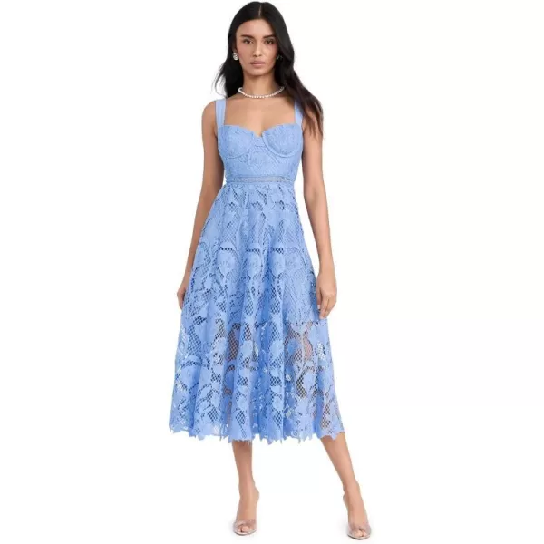 Self Portrait Womens Blue Lace Midi DressBlue