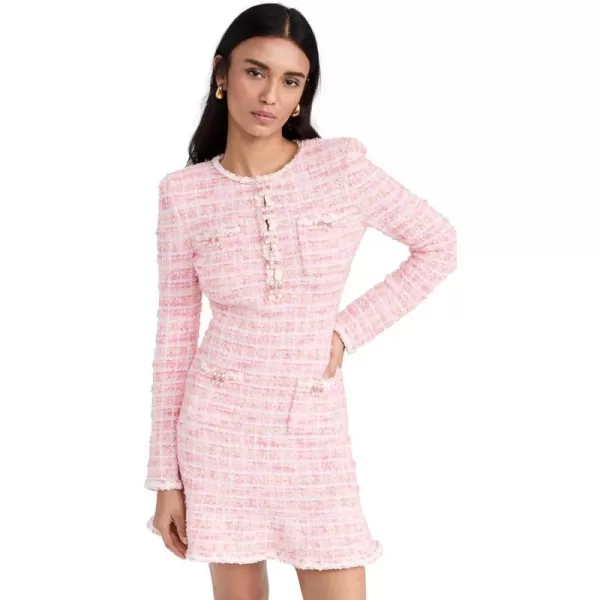 Self Portrait Womens Pink Check Knit Mini DressPink