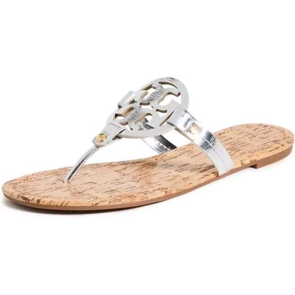 Tory Burch Womens Miller Sandals with Rivits  Handtack StitchSilverNatural