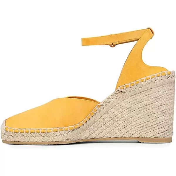 Vince Womens Cecilia Espadrille WedgesPapaya Yellow Suede