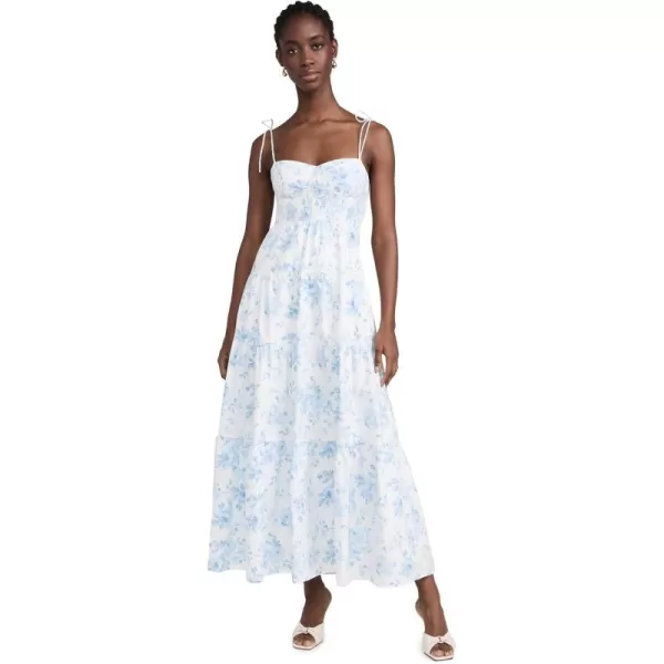 WAYF Womens Rachelle Tiered DressBlue Toile Roses