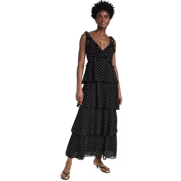 WAYF Womens Tiered Maxi DressBlack Polkadot