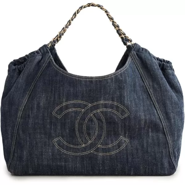 WHAT GOES AROUND COMES AROUND Womens PreLoved Chanel Blue Denim Timeless CC ToteBlue