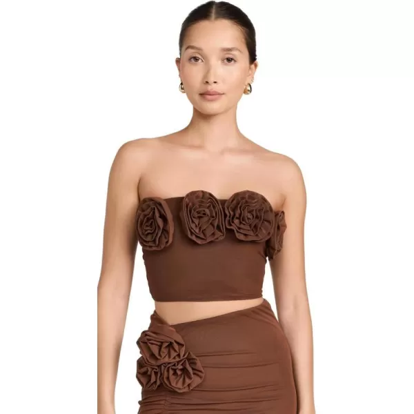 Womens Este Tube Top with RosettesDark Clay