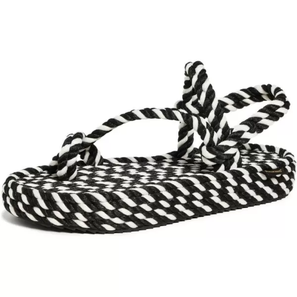 Womens Hawaii Rope Platform SandalsBlackWhite