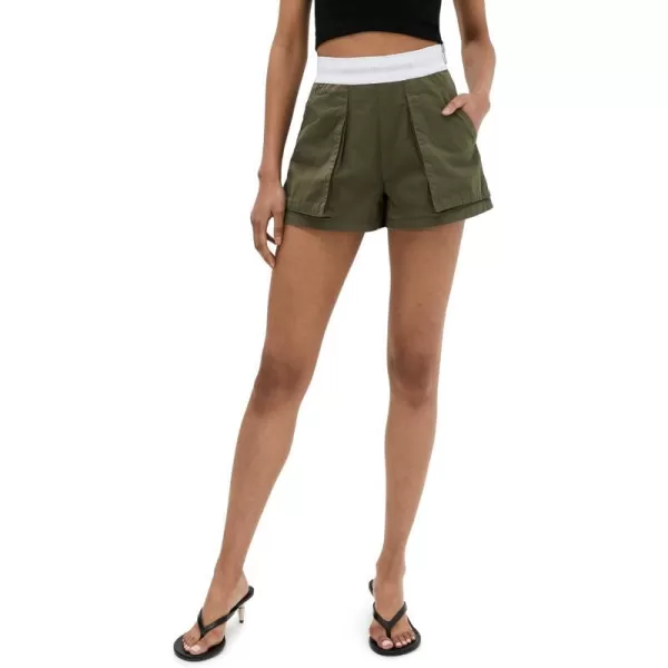 Womens High Waisted Cargo Rave ShortsArmy Green