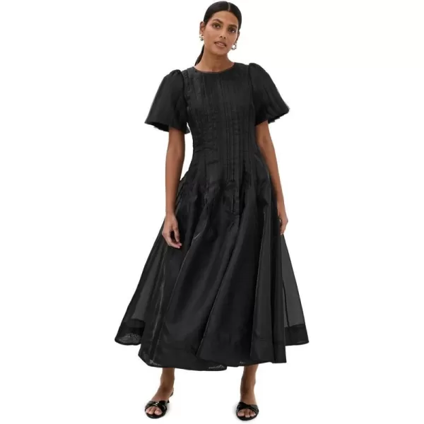 Womens Nova Pleated Midi DressBlack