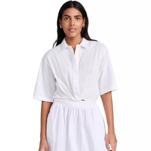 Womens Voile Short Sleeve Cropped Twist ShirtWhite