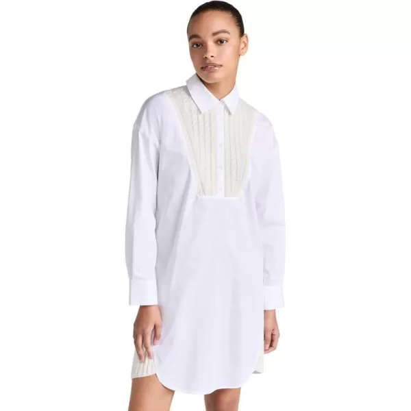 Womens Wool Cashmere Hybrid Collared Mini DressWhite