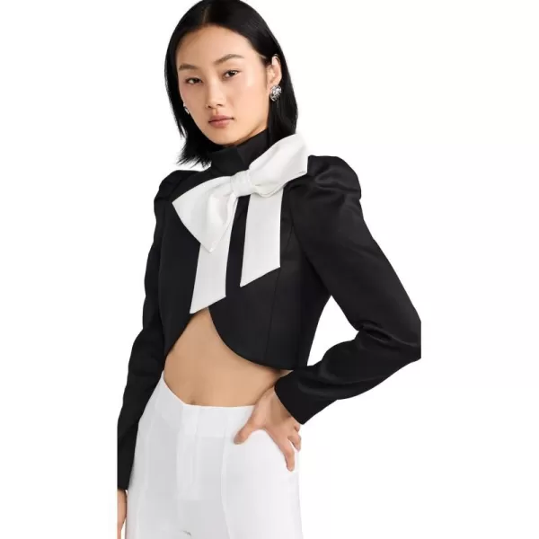 alice  olivia Womens Addison Bow Collar Cropped JacketBlackOff White