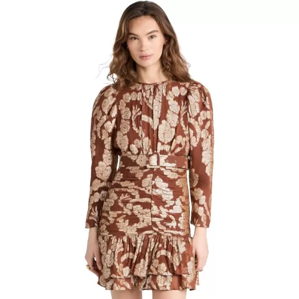 byTiMo Womens Brocade Georgette Mini DressRust