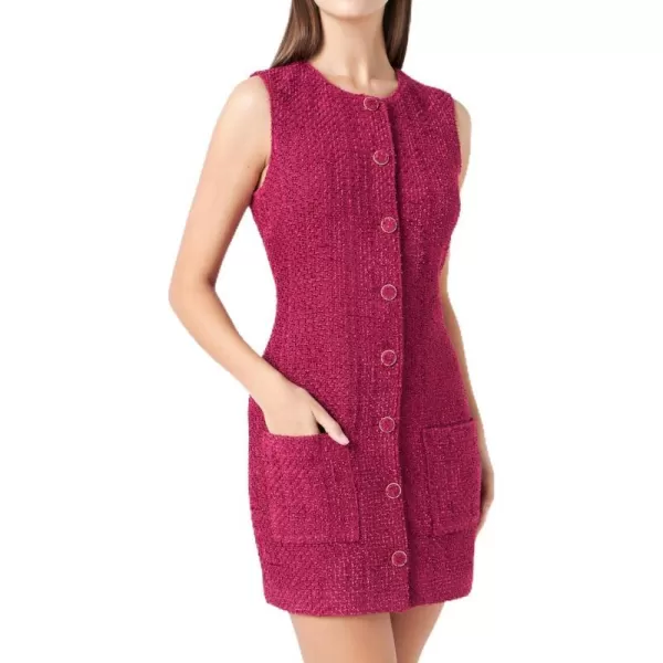 endless rose Womens Sleeveless Tweed Mini DressBordeaux