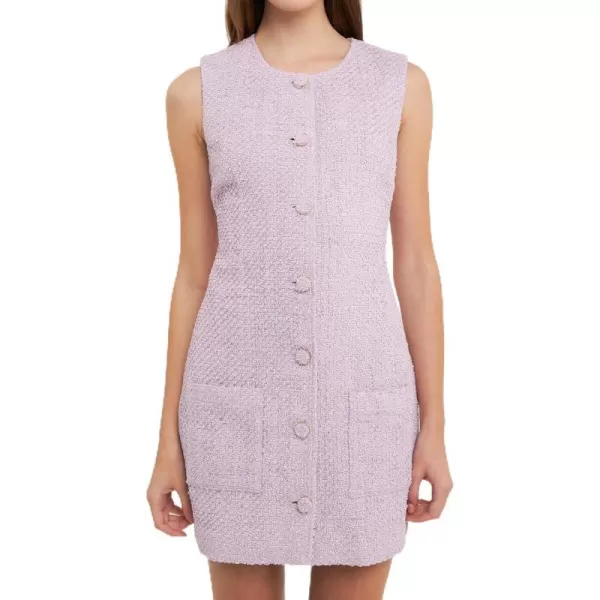 endless rose Womens Sleeveless Tweed Mini DressLilac