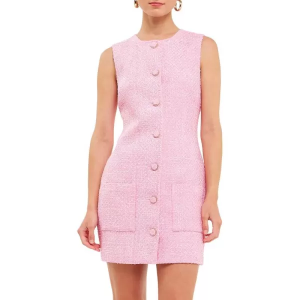 endless rose Womens Sleeveless Tweed Mini DressPink