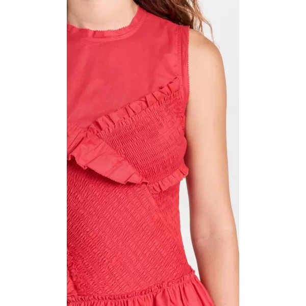 31 Phillip Lim Womens Cotton Voile Midi Dress with SmockingApple Red