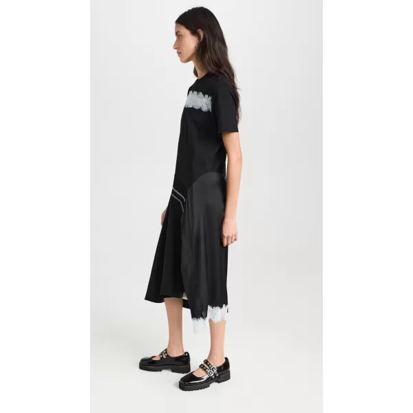 31 Phillip Lim Womens Deconstructed TShirt Dress with Satin and LaceBlk Multi