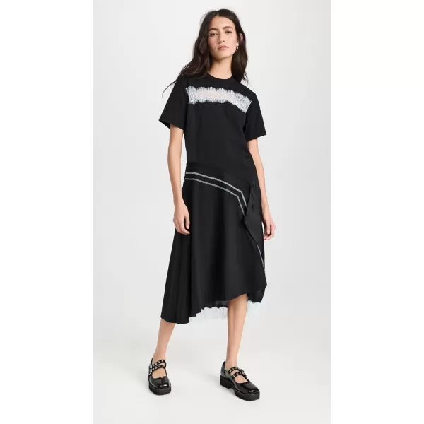 31 Phillip Lim Womens Deconstructed TShirt Dress with Satin and LaceBlk Multi