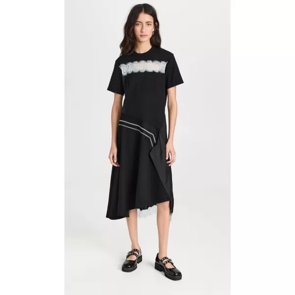 31 Phillip Lim Womens Deconstructed TShirt Dress with Satin and LaceBlk Multi