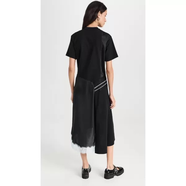 31 Phillip Lim Womens Deconstructed TShirt Dress with Satin and LaceBlk Multi