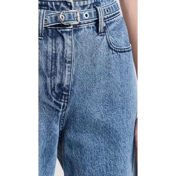 31 Phillip Lim Womens Denim Wide Leg Belted JeansBlue