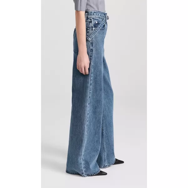 31 Phillip Lim Womens Denim Wide Leg Belted JeansBlue