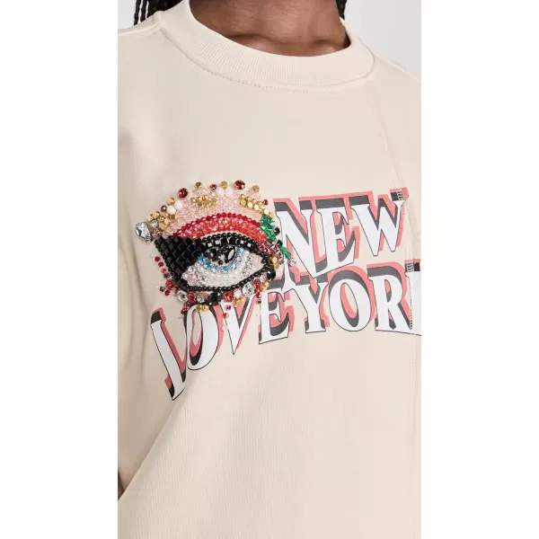 31 Phillip Lim Womens Eye Love NY Embellished Oversized Spliced SweatshirtEcru