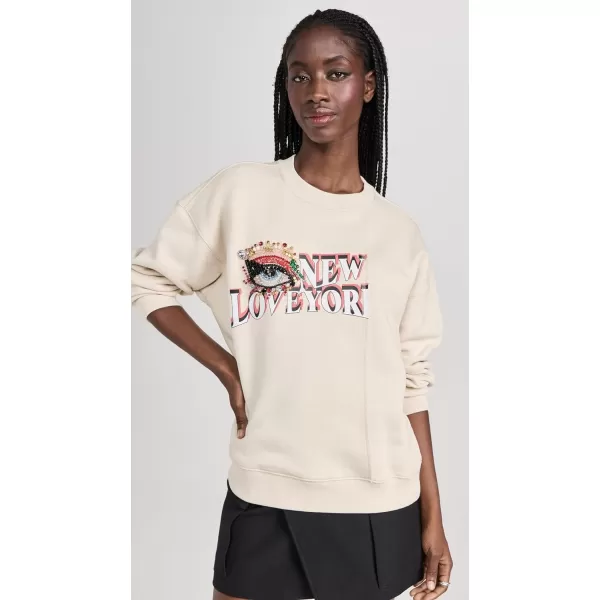 31 Phillip Lim Womens Eye Love NY Embellished Oversized Spliced SweatshirtEcru