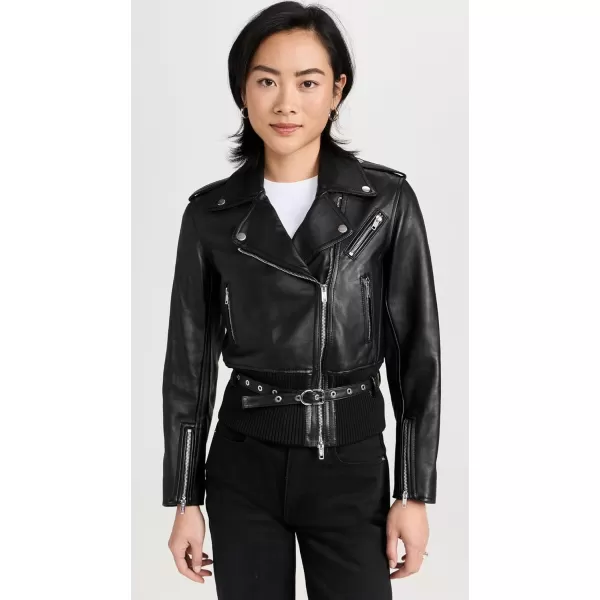 31 Phillip Lim Womens Fitted Belted Leather Biker JacketBlack