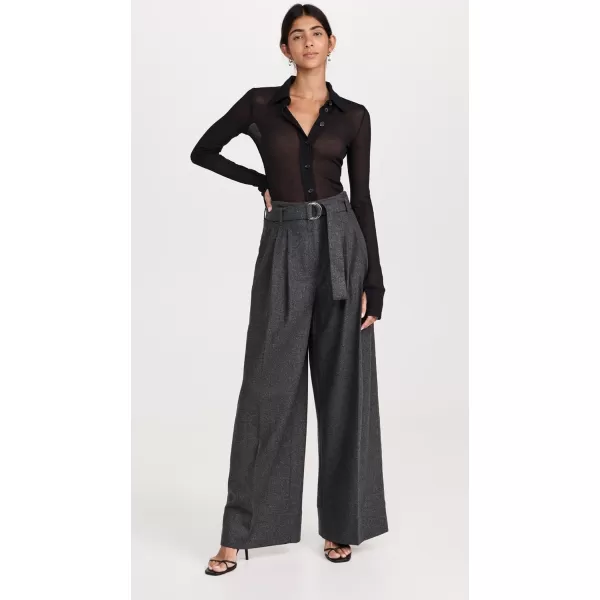 31 Phillip Lim Womens Flannel Oversized Pleated Belted PantsCharcoal