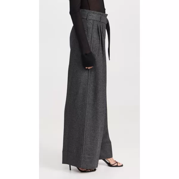 31 Phillip Lim Womens Flannel Oversized Pleated Belted PantsCharcoal