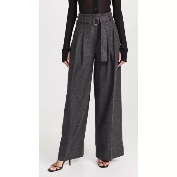 31 Phillip Lim Womens Flannel Oversized Pleated Belted PantsCharcoal