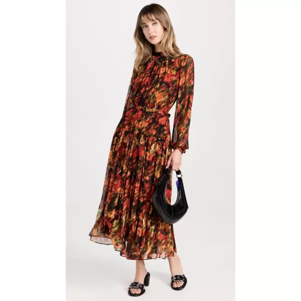 31 Phillip Lim Womens Flowers in Motion Crinkle Chiffon DressBlurred Floral Multi