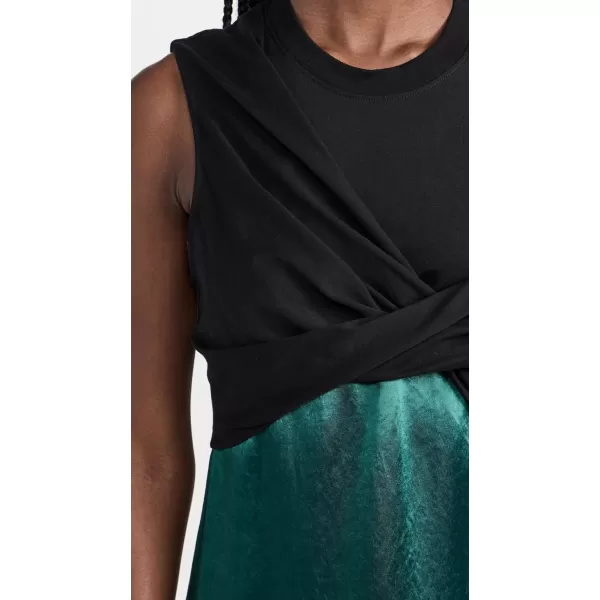 31 Phillip Lim Womens Twist Tank Slip Combo Maxi DressBlackemerald