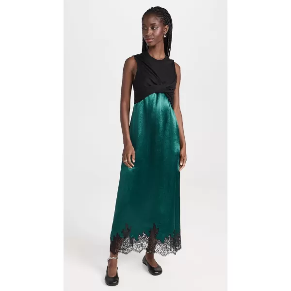 31 Phillip Lim Womens Twist Tank Slip Combo Maxi DressBlackemerald