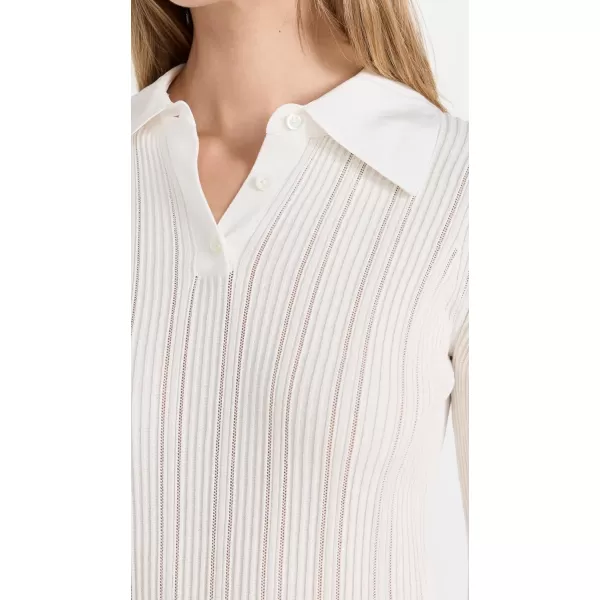 31 Phillip Lim Womens Variegated Rib Polo PulloverIvory