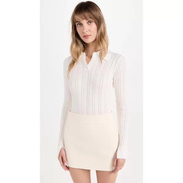 31 Phillip Lim Womens Variegated Rib Polo PulloverIvory