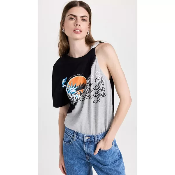 31 Phillip Lim Womens We are NY One Shoulder Twist TShirtBlack Grey Multi