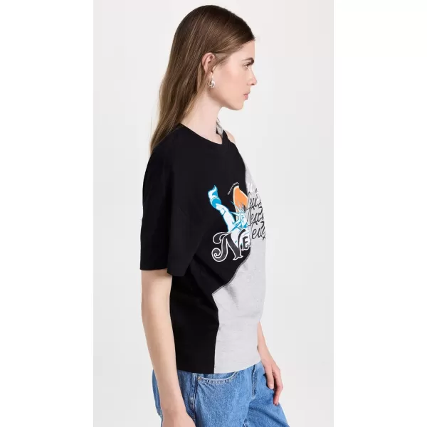 31 Phillip Lim Womens We are NY One Shoulder Twist TShirtBlack Grey Multi